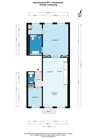 Plattegrond - Ruyschstraat 50-2, 1091 CD Amsterdam - Ruyschstraat 50-2 - Amsterdam - 2e_verdieping - 2D.jpg
